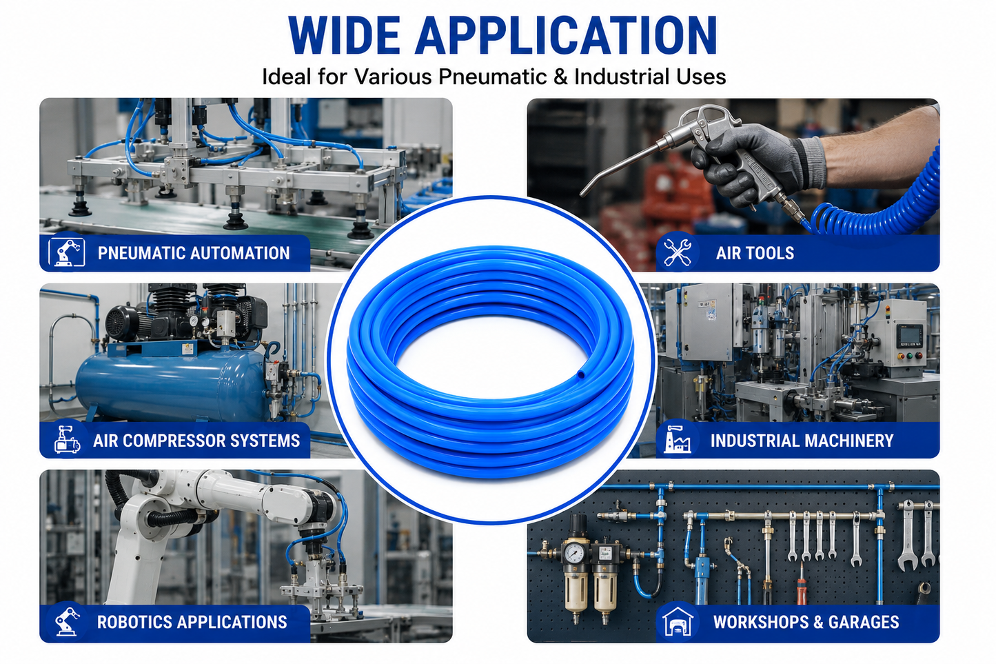 Industrial Grade PU Pneumatic Air Tube 8mm OD × 5mm ID – 10M | Flexible Polyurethane Air Hose | 15 BAR Pressure