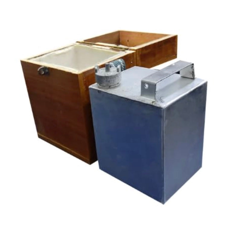 CHANDOKS Aluminum Fuel Sample Container with Wooden Storage Box, Leak-Proof Cap, for Petrol, Diesel, Kerosene Testing