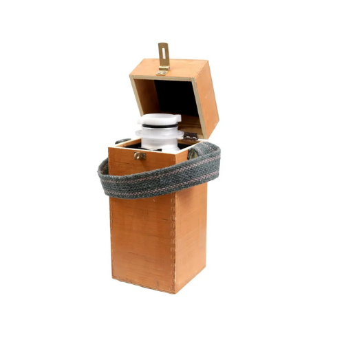 1 L Aluminium Fuel Sample Bottle with Wooden Storage Box | Leak-Proof Petrol & Diesel Sample Container | Petrol Pump Fuel Testing Bottle