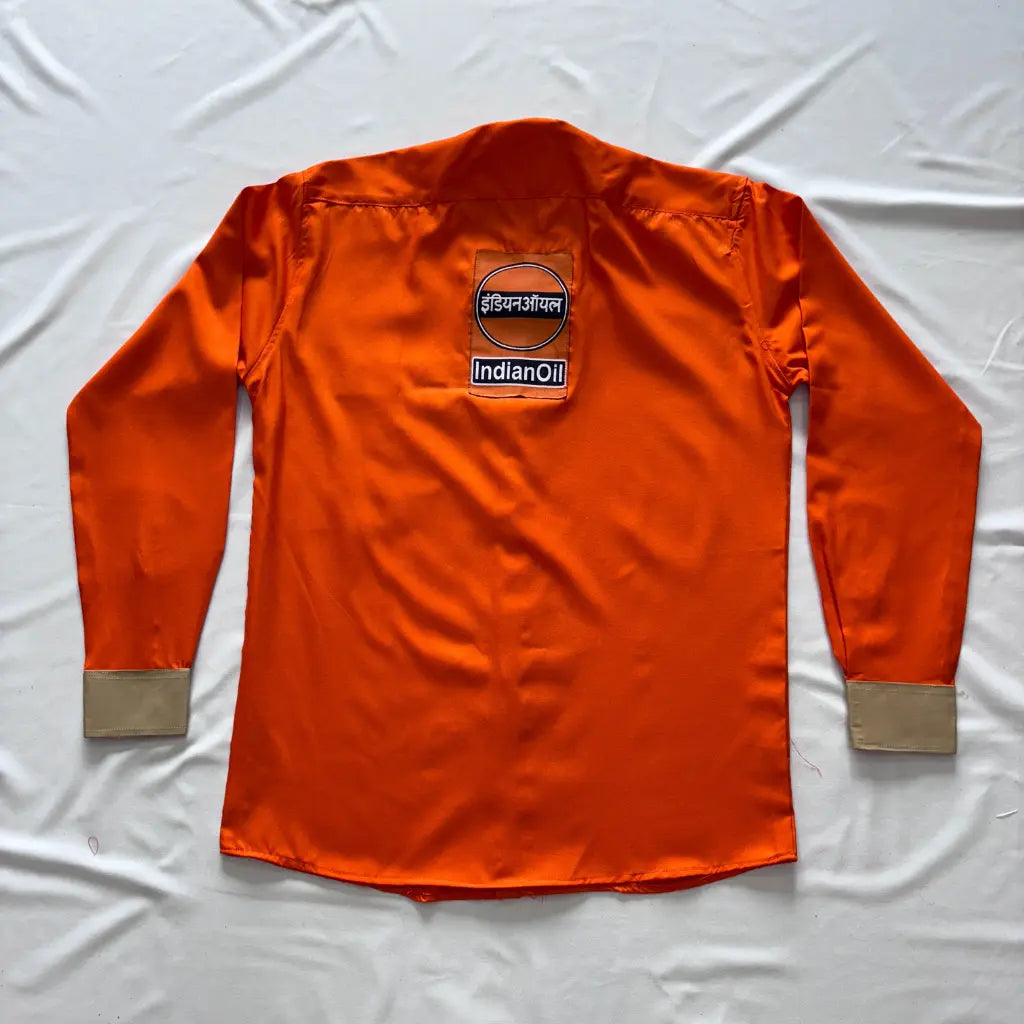 IOCL Petrol Pump Uniform Orange Full Sleeve Shirt | Premium Industrial Workwear | Petrol Pump Staff Uniform | Comfortable Duty Shirt