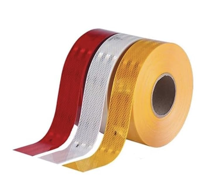 BOMBAY MS 2 MTR (EACH) X 2 INCH WIDTH Radium Reflective Warning Tape Waterproof For Multipurpose Uses Sticker High Intensity Conspicuity Red, Yellow & White
