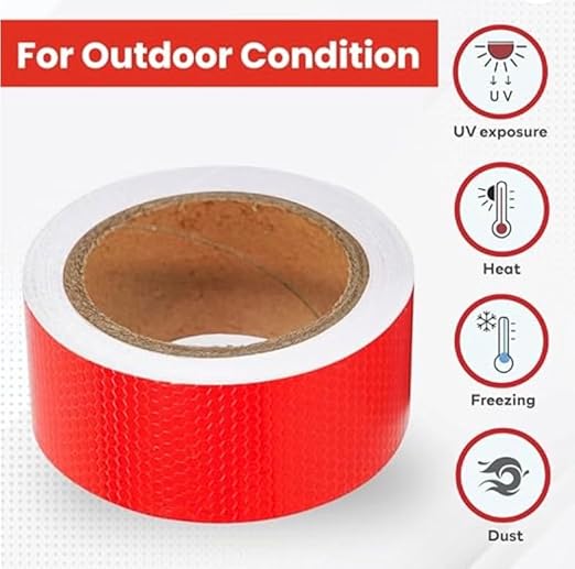 BOMBAY MS High Intensity Water Proof Conspicuity Warning Reflective Radium Tape Sticker 2 Inch X 5 Meter Red