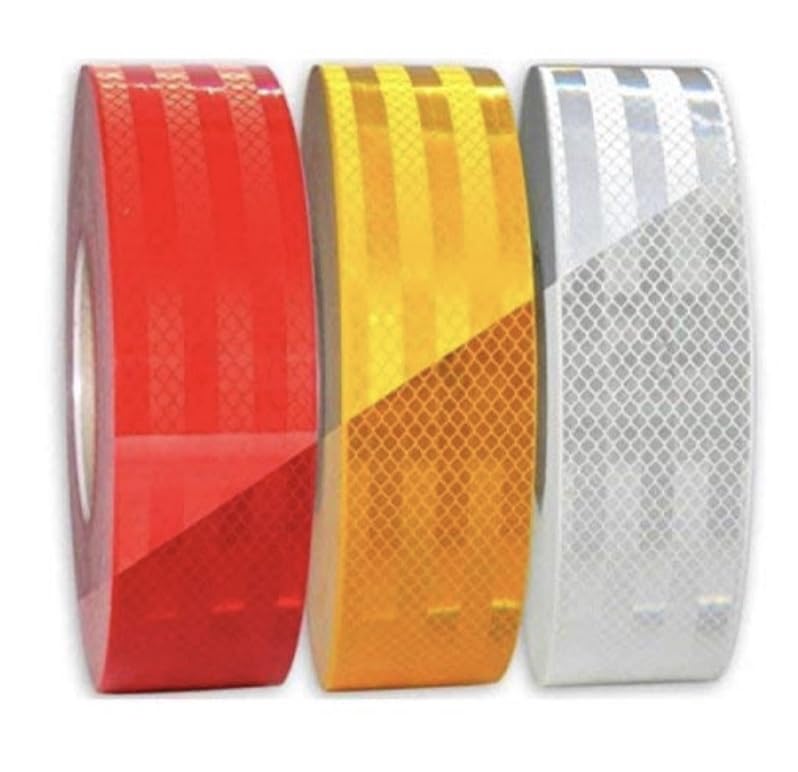BOMBAY MS 2 MTR (EACH) X 2 INCH WIDTH Radium Reflective Warning Tape Waterproof For Multipurpose Uses Sticker High Intensity Conspicuity Red, Yellow & White