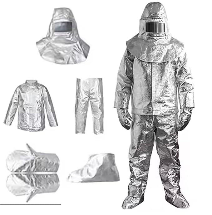 Fire Proximity Suit | Aluminized Fire Proximity Suit as per IS-2745 | Included proximity Jacket, Trouser, Gloves, Shoes, Hood and Storage bag