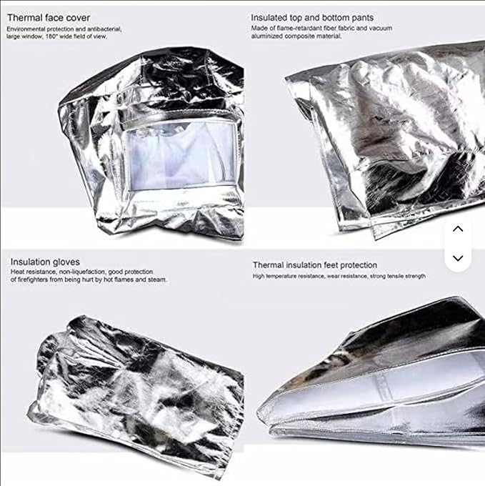 Fire Proximity Suit | Aluminized Fire Proximity Suit as per IS-2745 | Included proximity Jacket, Trouser, Gloves, Shoes, Hood and Storage bag