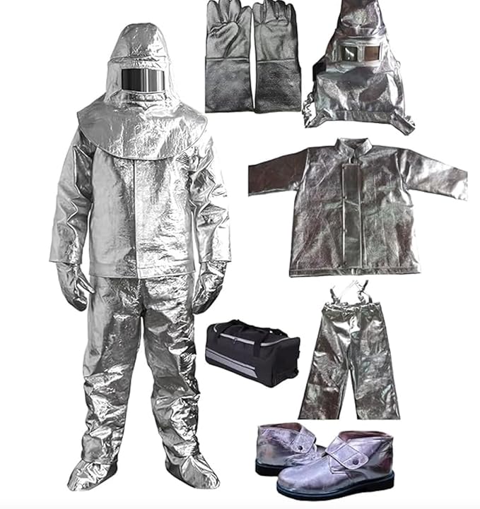 Fire Proximity Suit | Aluminized Fire Proximity Suit as per IS-2745 | Included proximity Jacket, Trouser, Gloves, Shoes, Hood and Storage bag