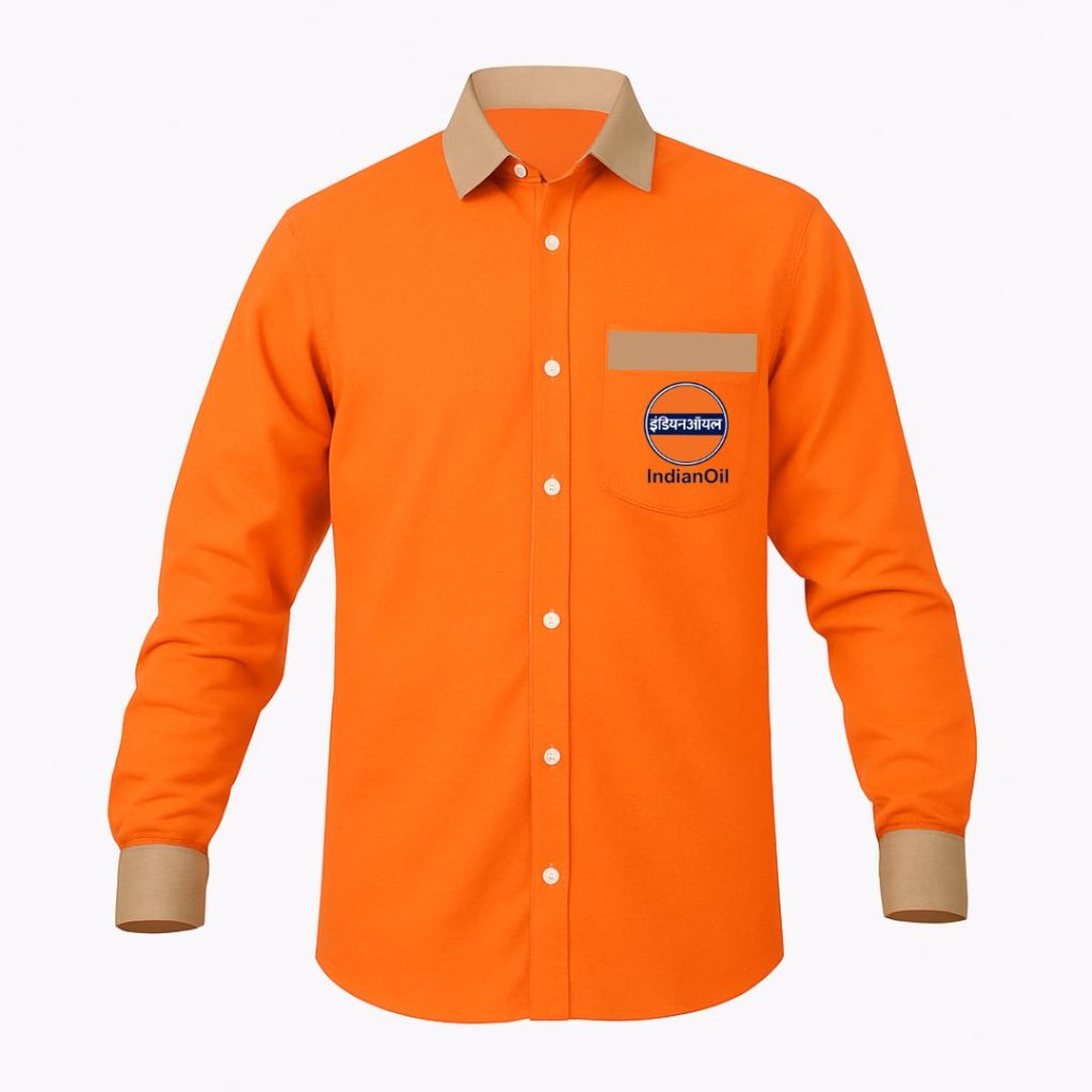 IOCL Petrol Pump Uniform Orange Full Sleeve Shirt | Premium Industrial Workwear | Petrol Pump Staff Uniform | Comfortable Duty Shirt