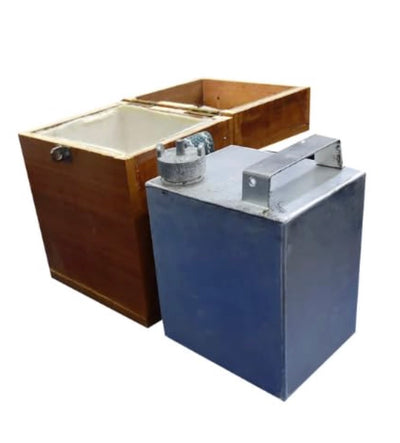 CHANDOKS Aluminum Fuel Sample Container with Wooden Storage Box, Leak-Proof Cap, for Petrol, Diesel, Kerosene Testing