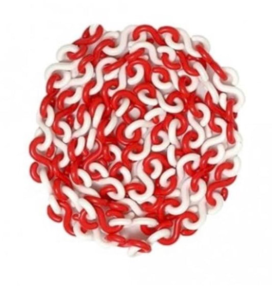 CHANDOKS S Hook Type Plastic Safety Barrier Cone Chain for Construction, Red & White – Durable, High-Visibility Demarcation for Roads, Events & More, Safety Chain (10 Meter)