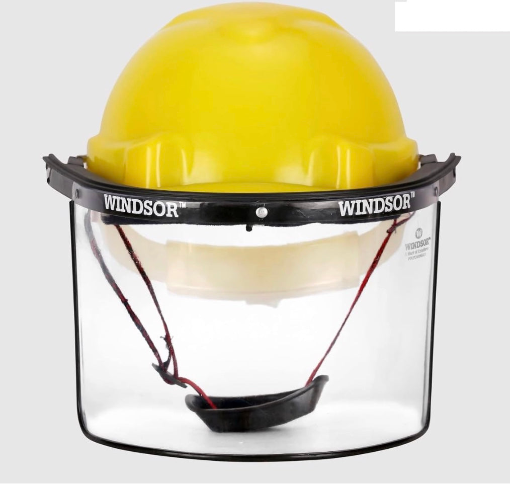 SFS Windsor Safety Helmet Ratchet with Spring Face Shield (8X16 Inch,Yellow)