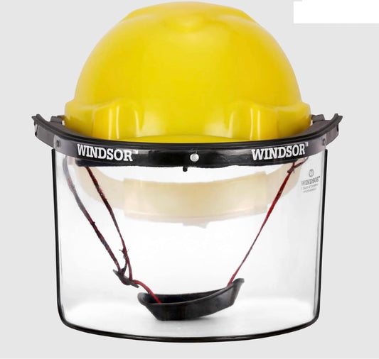 SFS Windsor Safety Helmet Ratchet with Spring Face Shield (8X16 Inch,Yellow)