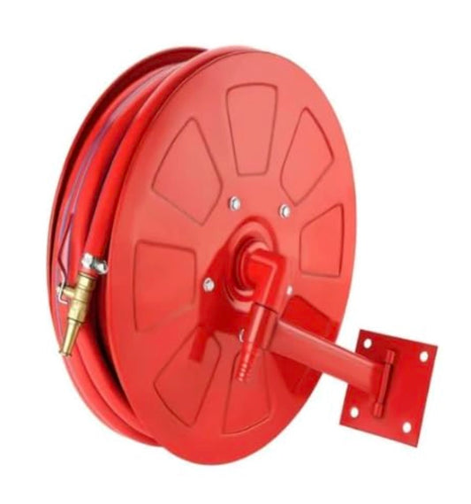 CPM PREMIUM Heavy Duty Hose Reel Drum with 30m Pipe and Brass Shutoff Nozzle (ISI INDIAN COMPLETE SET OF HEAVY HOSEREEL WITH ALL FITTINGS)