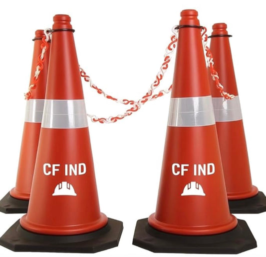 Road Traffic Cone with Reflective Strips Social Distancing Safety Cones/Dividers Light Weight Traffic Safety Cone Road Safety Cone Red Color (Pack of 4)