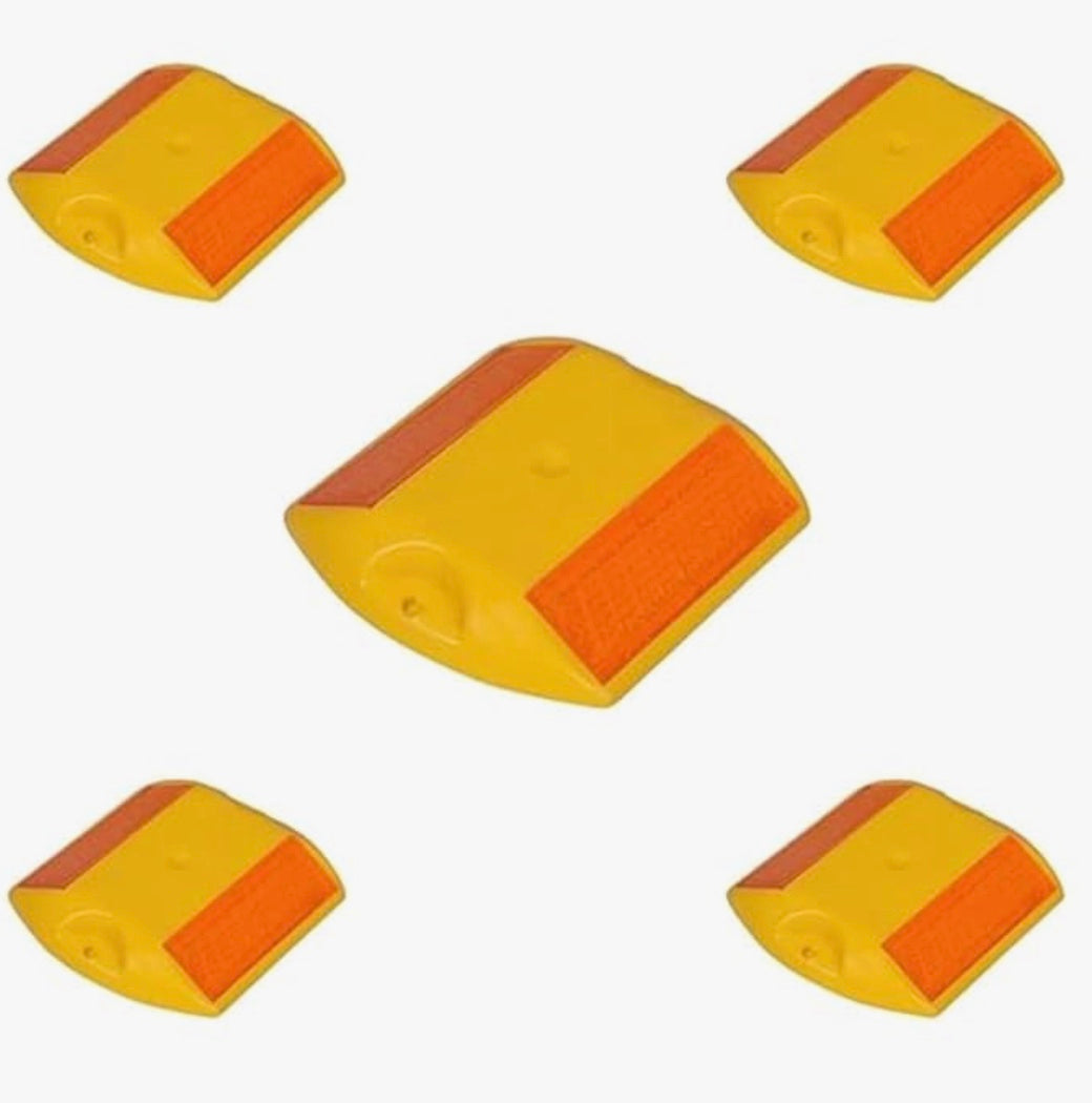 Road Reflectors Studs Markers - Enhance Visibility and Safety for Roads and Walkways, Freeways & Driveways | Industrial (yellow) (Pack Of 5)