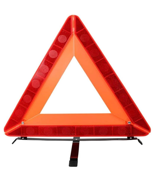 Emergency Warning Triangle, Reflective Safety Roadside Warning Sign, Red, Foldable, 42cm, with Metal Stand