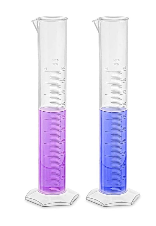 500 ml Plastic Measuring Cylinder with Graduation Markings, Translucent & Pour-Out, Reusable Quality Glass Capacity (Pack of 2)
