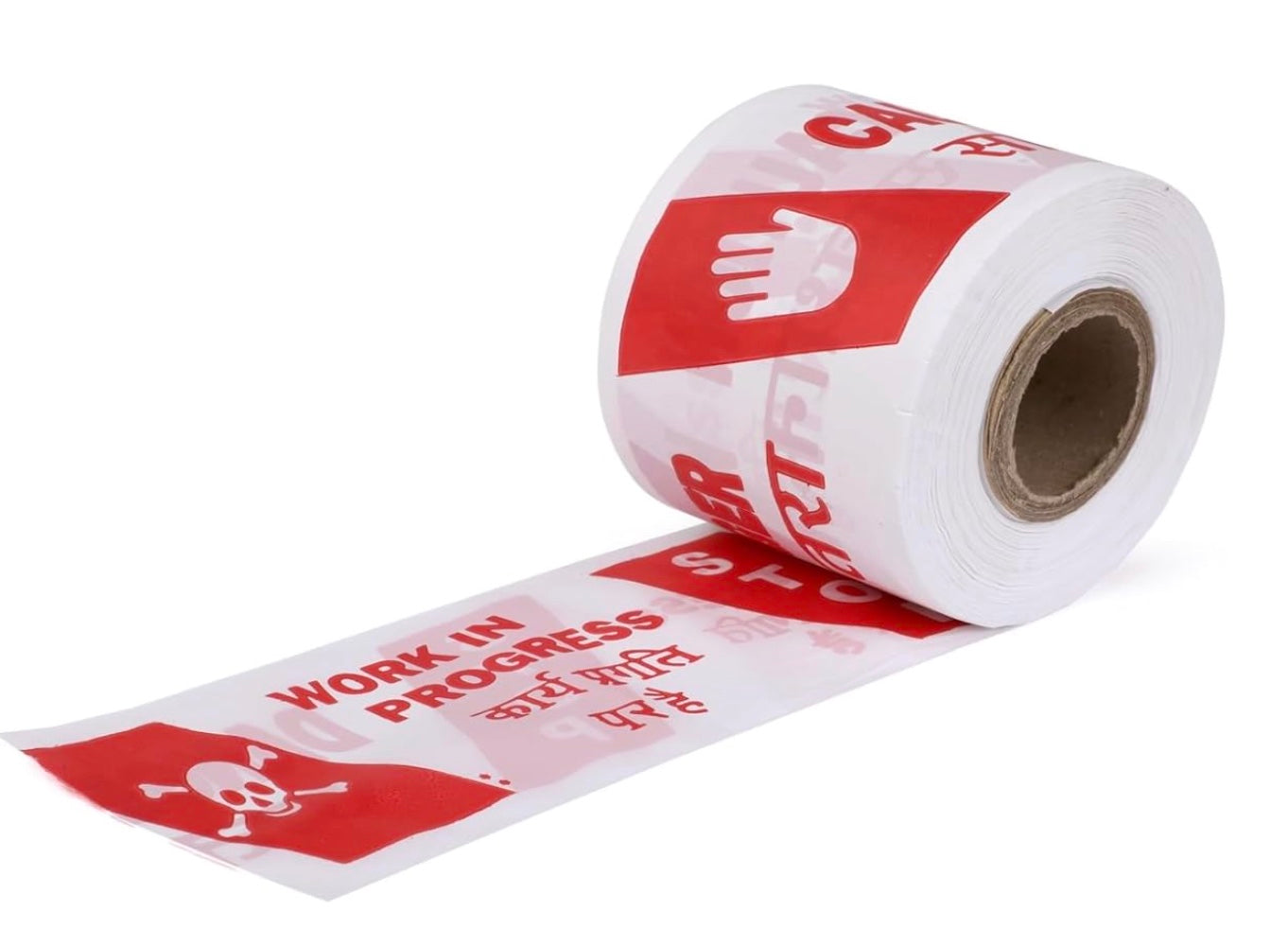 PREMIER GREEN TECH 100M x 75MM Red & White Non-Adhesive Barricade Warning Tape