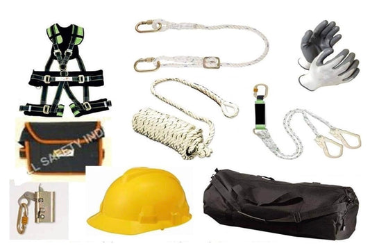 Full Body Safety Harness Belt, Construction Kit with Rope, Hard Hat, Gloves and Carry Bag, Building Window Cleaning Kit, Tower Safty Kit, Construction Safety Kit