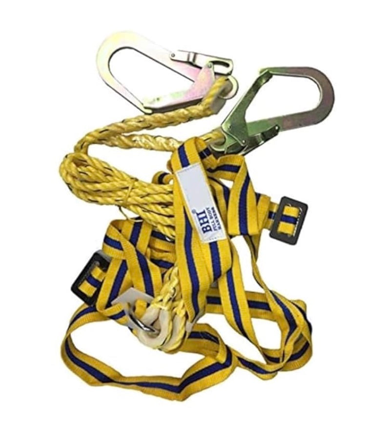 Cfi Professional Safety Harness with Double Lanyard, Yellow, Full Body Fall Protection Equipment for Construction, Climbing, Working at Height, Safety Belt