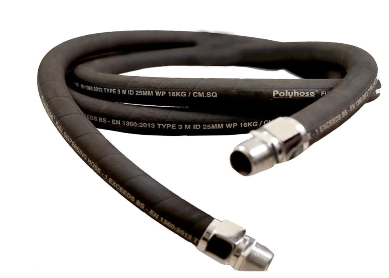 POLYHOSE Heavy Duty Fuel Dispensing Hose Pipe with 2 Pipe Coupling | Leak-Proof Petrol & Diesel Transfer Hose | 19mm Fuel Delivery Hose
