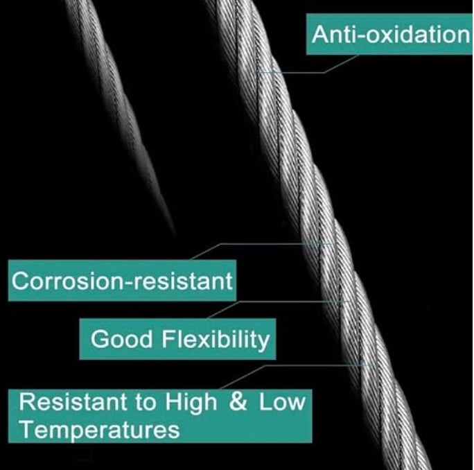 Wire Rope Cable, 3mm Diameter, 10 Meters Length, for Hoisting