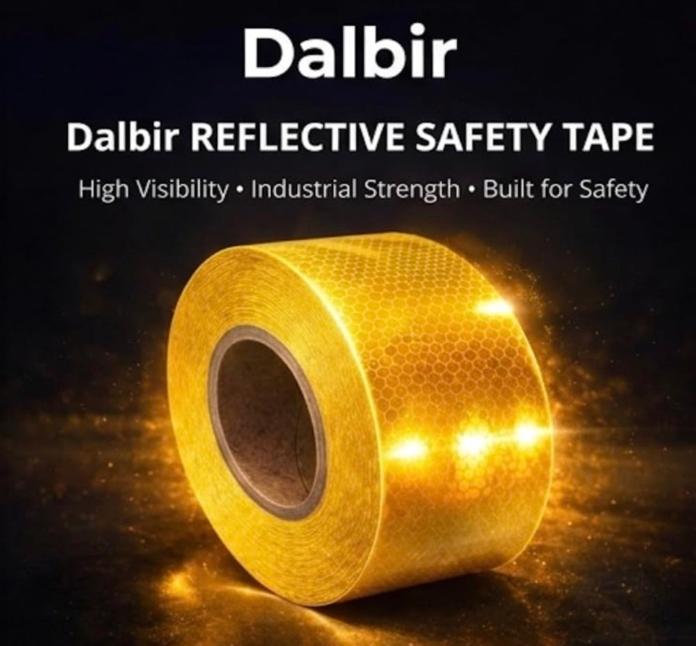 DALBIR High Intensity Water Proof Conspicuity Warning Reflective Radium Conspicuity Tape Sticker 2 Inch X 13 Meter Yellow