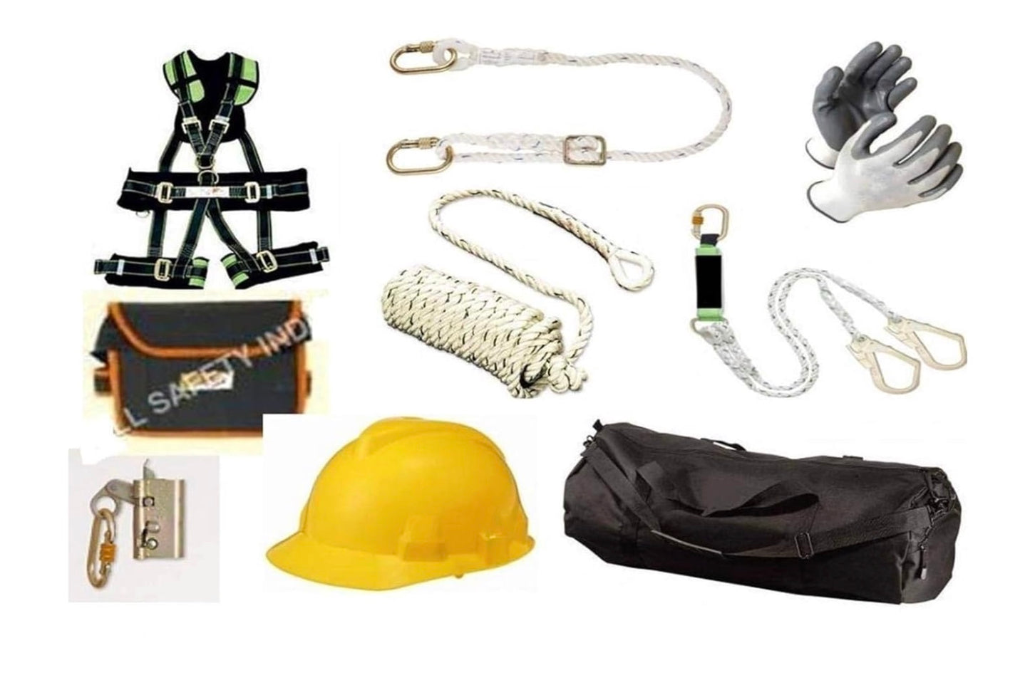 Full Body Safety Harness Belt, Construction Kit with Rope, Hard Hat, Gloves and Carry Bag, Building Window Cleaning Kit, Tower Safty Kit, Construction Safety Kit