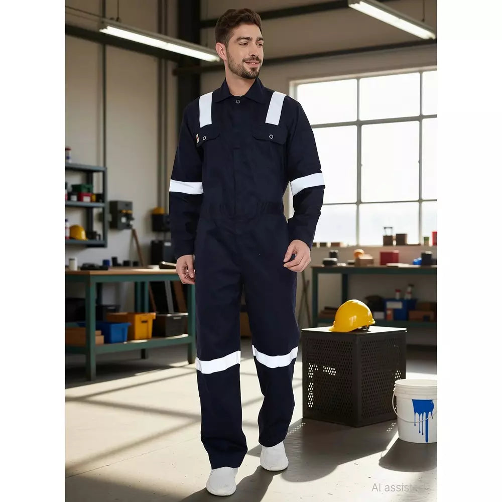FR Coverall Cotton Fire Resistance Suit Navy Blue