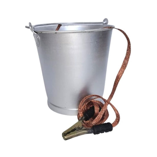 Aluminum Bucket with Earthing Wire | Heavy Duty Fuel Transfer Bucket | Petrol Pump Aluminium Bucket | Industrial Fuel Handling Bucket