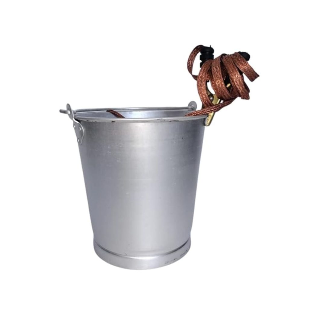 Aluminum Bucket with Earthing Wire | Heavy Duty Fuel Transfer Bucket | Petrol Pump Aluminium Bucket | Industrial Fuel Handling Bucket