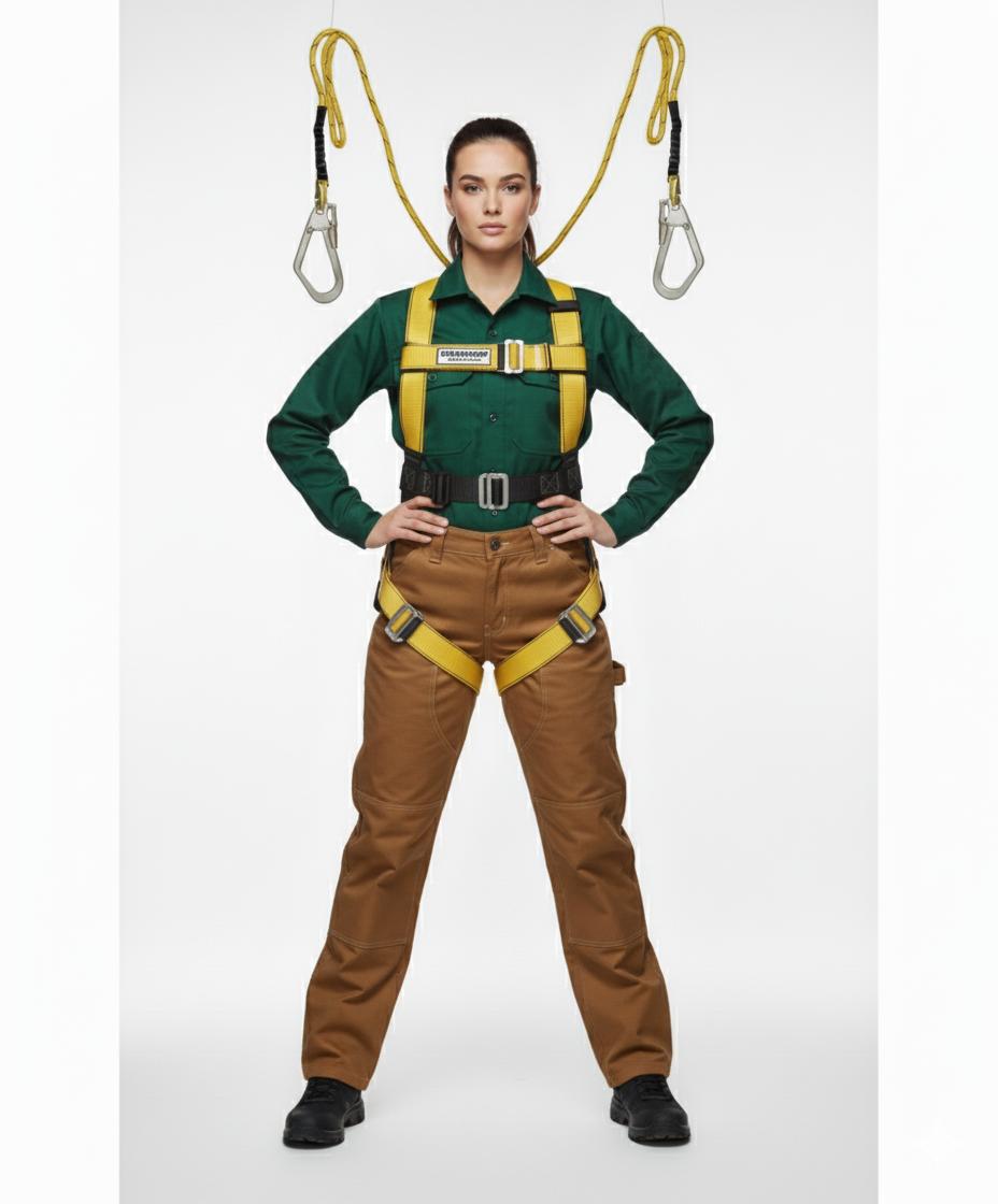 Altiguard Safety Harness Belt for Height Workers with Dual Hooks | Free Size, Full Body Harness, Braided Rope Lanyard, Carabiner Hooks, Fall Protection